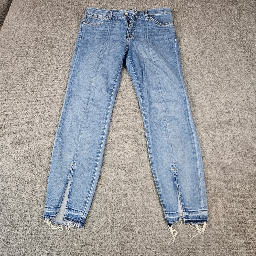 Sanctuary Denim Robbie High Rise Front Seam Split Raw‎ Hem Skinny Jeans Blue 30